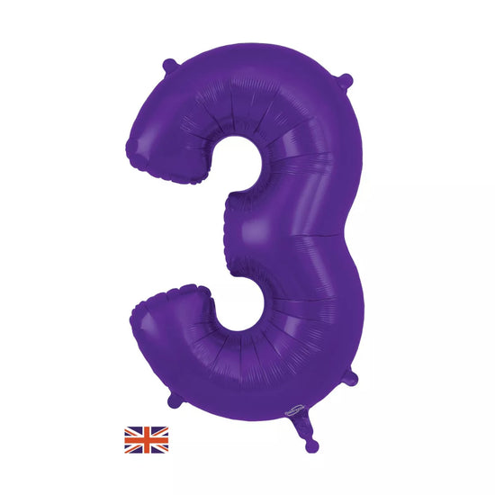 Oaktree Foil Balloon Purple 34" Number 3