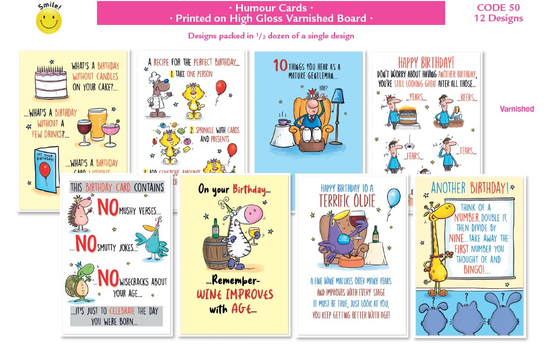 Simon Elvin C50 Birthday Humour Assorted 12x6pk