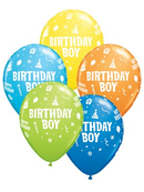 25 Latex Balloons 11" Round Birthday Boy Assorted