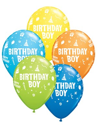 25 Latex Balloons 11" Round Birthday Boy Assorted
