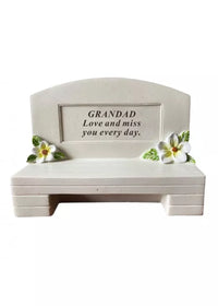 David Fischoff Memorial Bench keepsake with engraved plaque, featuring a sturdy wooden design and heartfelt memorial message.