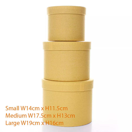 Hat Boxes Textured Yellow Set of 3 (Asst Sizes)