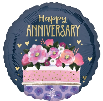 Anagram Anniversary Cake 18" Round Foil Balloon