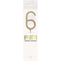 Unique Party Candle Sparkler Number 6 Gold 7