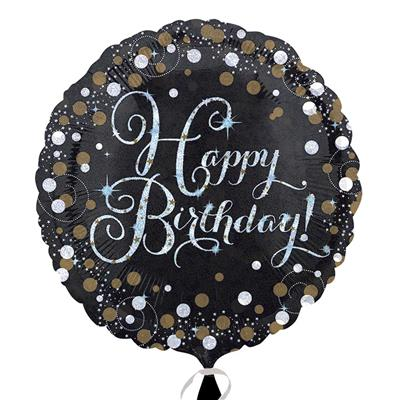 Anagram Birthday Black Sparkle 18" Foil Balloon