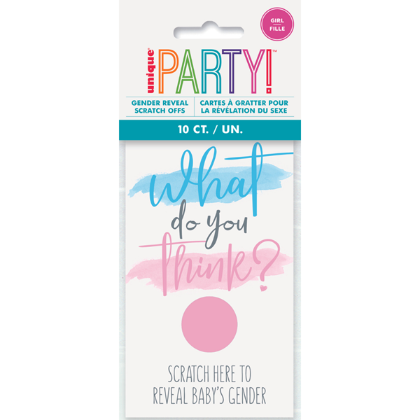 Unique 10 Pack Gender Reveal Scratch Cards Girl