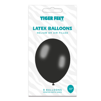 Tiger Feet 6 x 8pk Latex Balloons Black 10