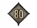 PartyDeco black and gold foil balloon celebrating age 80, 18-inch size, with shiny metallic finish and decorative design.
