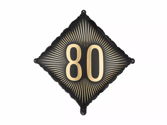 PartyDeco Foil Balloon Black & Gold Age 80 18"
