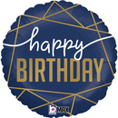 Grabo Blue & Gold Geometrics 18" Foil Balloon
