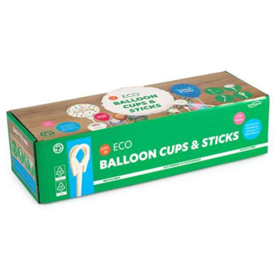 100pk Balloon Cups & Sticks Paper Eco