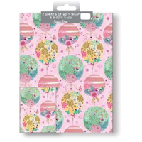 12pk Folded Wrap & Tags Balloons Pink