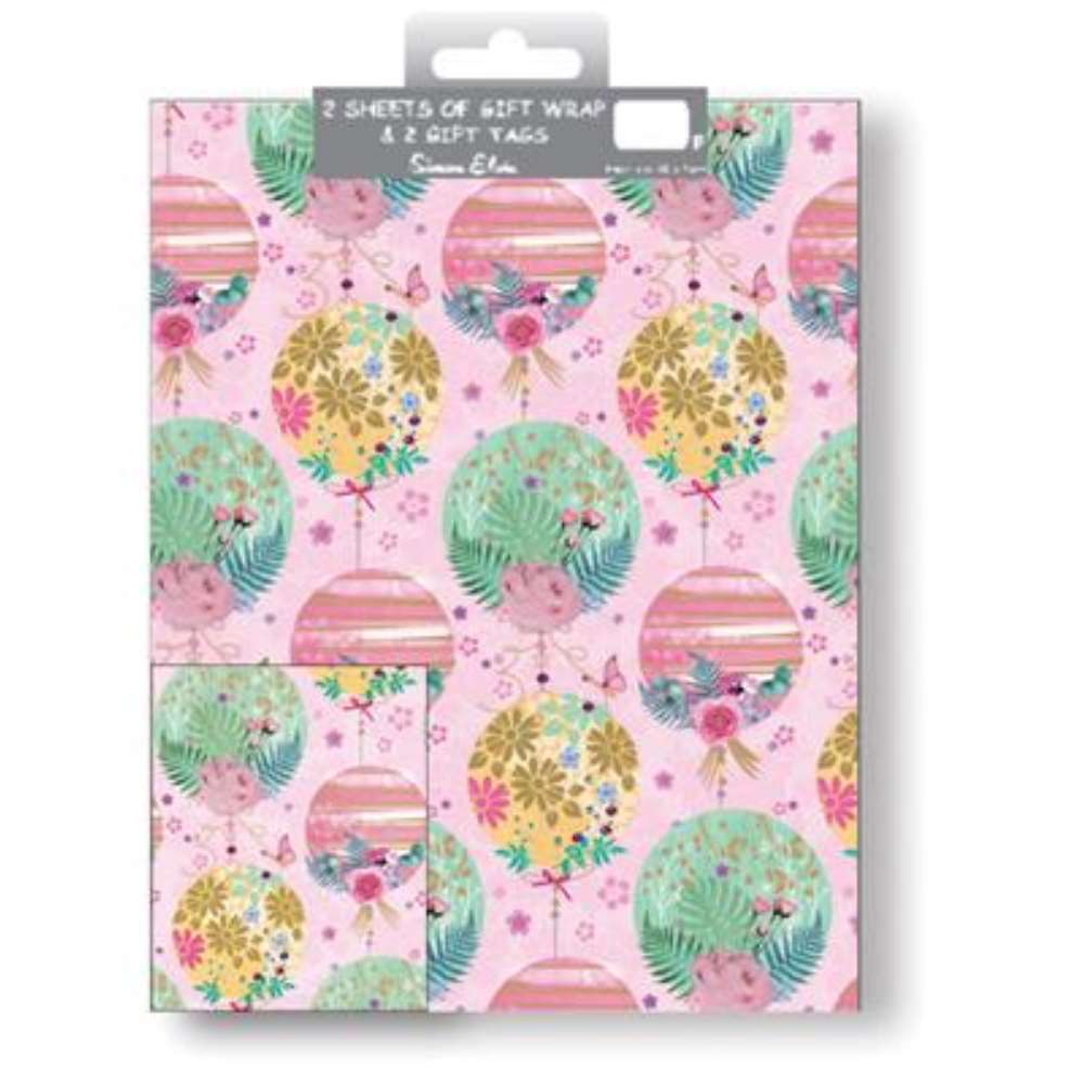 12pk Folded Wrap & Tags Balloons Pink