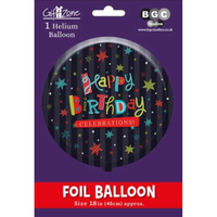 Foil Balloon 18" Round Happy Birthday Celebrate