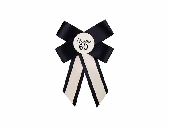 Cream & Black Happy 60th Birthday Rosette 11x17cm