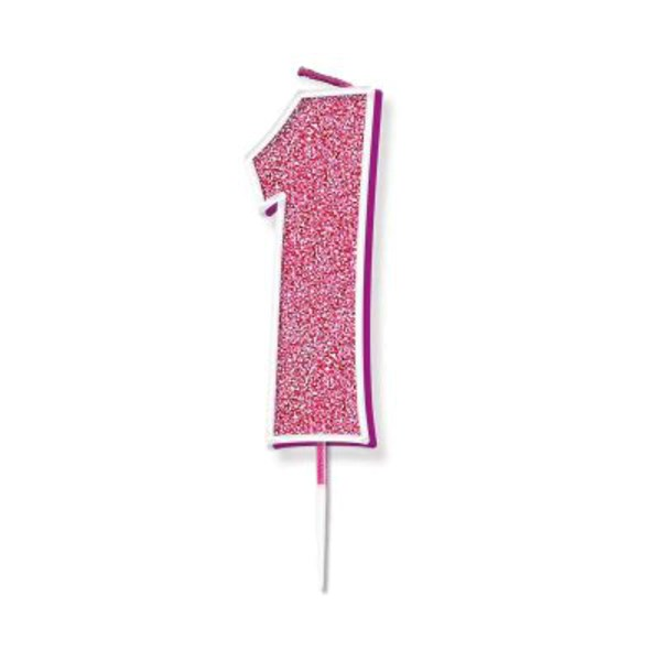 Oaktree Party Candle Number 1 Pink 7.5cm