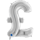 Grabo Foil Balloon Silver Script Pound Symbol 40"