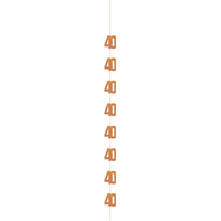 5Ft Hanging D cor Age 40 Glitz Rose Gold