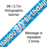 Oaktree Banner Age 80 Blue Holographic 9ft