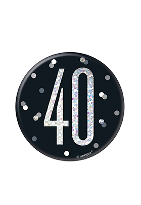 Unique Badge Black Glitz Age 40 3