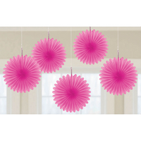 Bright Pink 15cm Mini Paper Fans 5pk