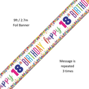 Unique Banner Bright Confetti Age 18 9ft