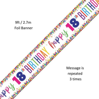Unique Banner Bright Confetti Age 18 9ft