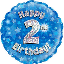 18" 2nd Birthday Blue Holographic Foil Balloon