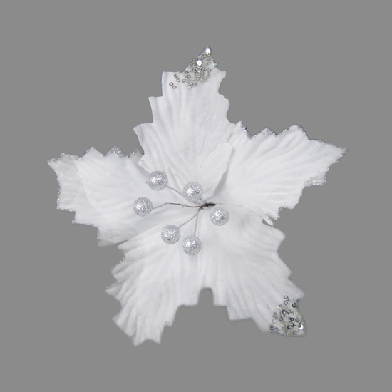 Davies Products Decoration Poinsettia White 25cm
