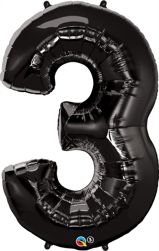 Qualatex Foil Balloon Black 34" Number 3