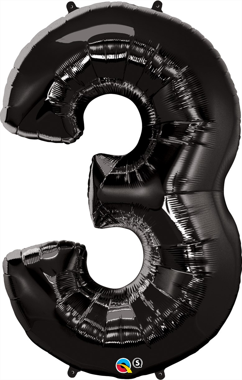 Qualatex Foil Balloon Black 34" Number 3