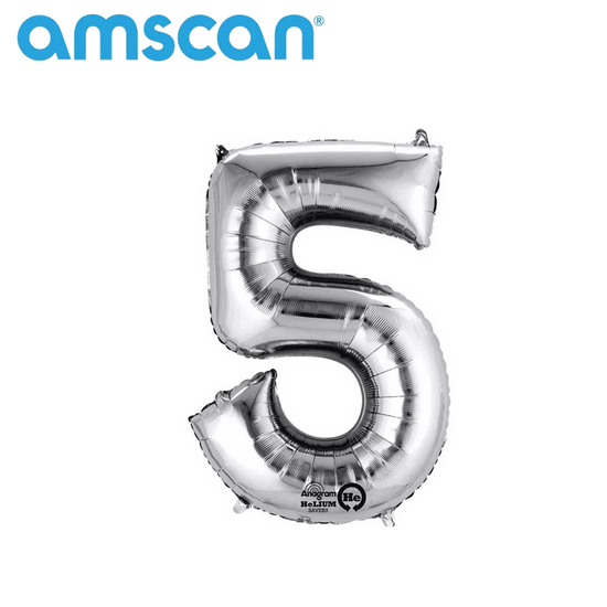 Anagram Foil Balloon Silver 16" Number 5