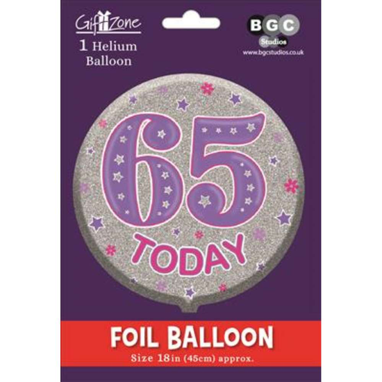 18" Foil Balloon Birthday Age 65 Female