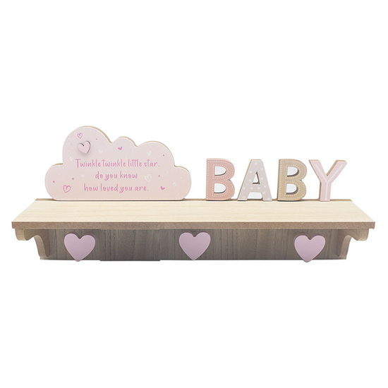 Baby Shelf With Hooks Pink