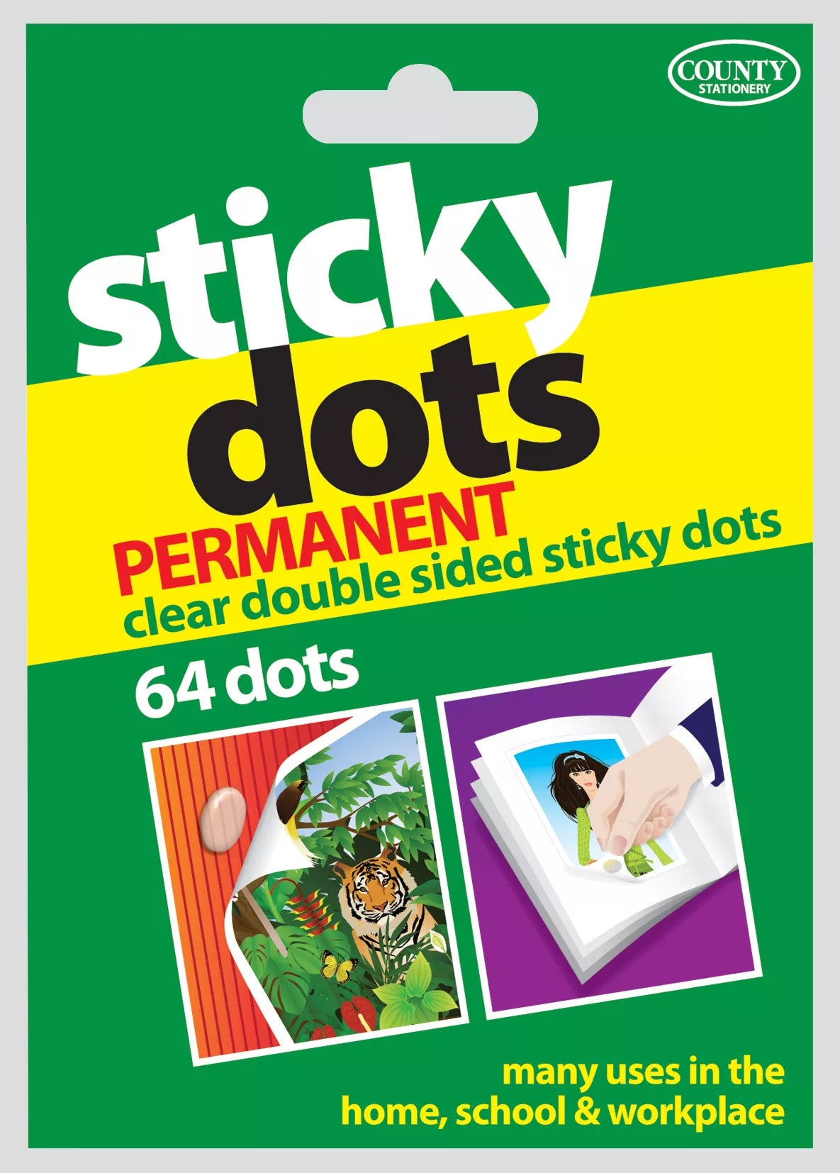County Stationery Sticky Dots 64pcs set of Blu Tack glue dots for mounting and sticking projects, shown in the image.