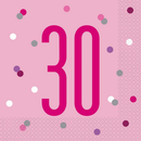 Pink Glitz 30th Birthday Napkins 16pk