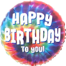 Anagram Tie Dye Birthday 18" Round Foil Balloon
