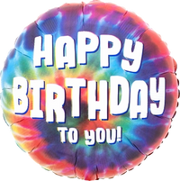 Anagram Tie Dye Birthday 18" Round Foil Balloon