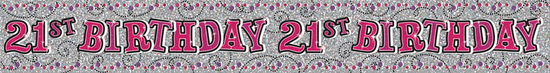 Age 21 Female Birthday Banner 6pk