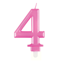 Unique Party Candle Number 4 Metallic Pink