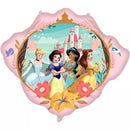 Procos Disney Princess foil balloon, 31-inch mirror-shaped foil balloon featuring colorful princess designs and shiny surface.