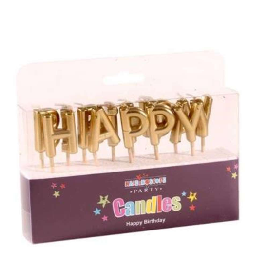 Kaleidoscope Birthday Metallic Gold Candles 6pk
