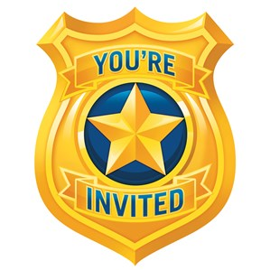 Police Party Postcard Invitations & Envelopes 8pk