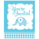 Sweet Baby Elephant Blue Invitations 8pk