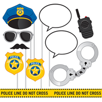 Police Party Photo Booth Props Set 10pce