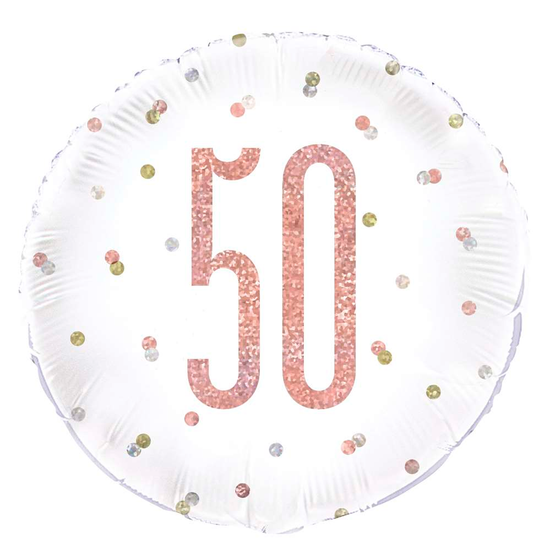 Unique Foil Balloon Rose Gold Glitz Age 50 18"