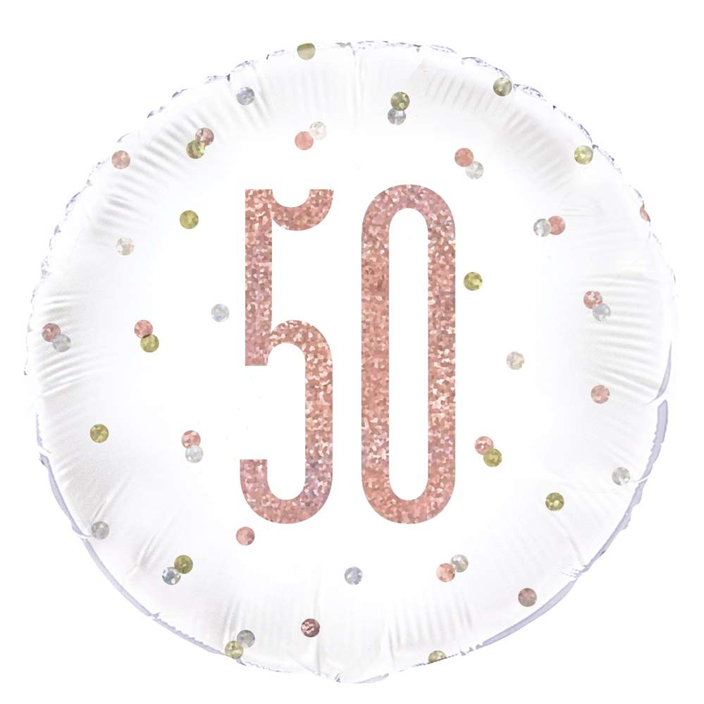 Unique Foil Balloon Rose Gold Glitz Age 50 18"