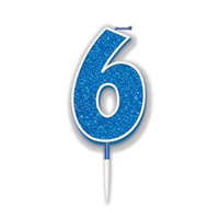 Oaktree Party Candle Number 6 Blue 7.5cm
