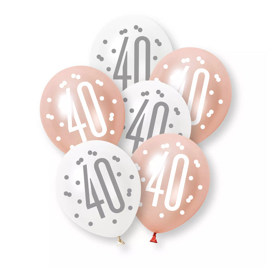 Unique Glitz Age 40 Rose Gold 12" Latex 6pk