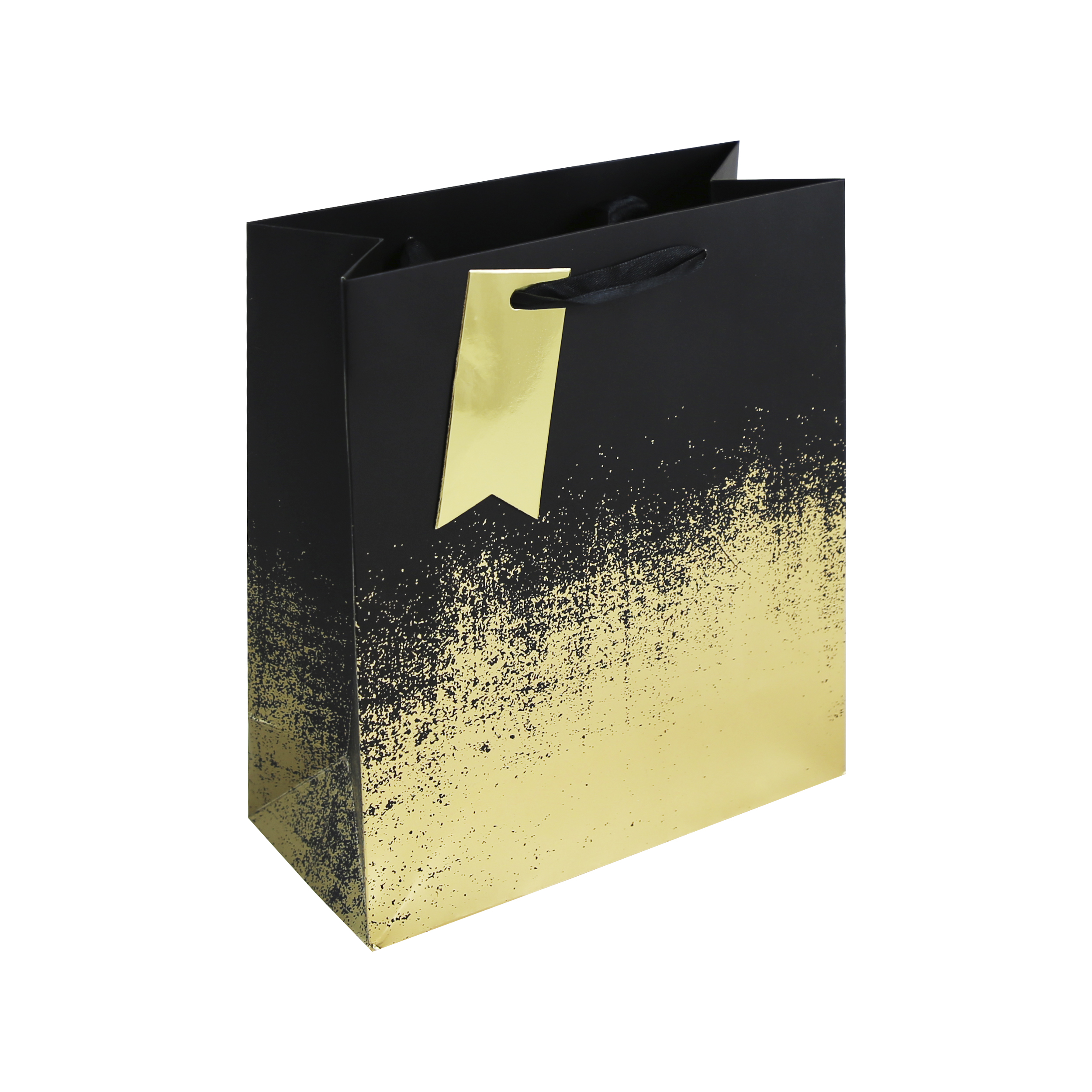 Black & Gold Distressed Medium Gift Bag 6pk